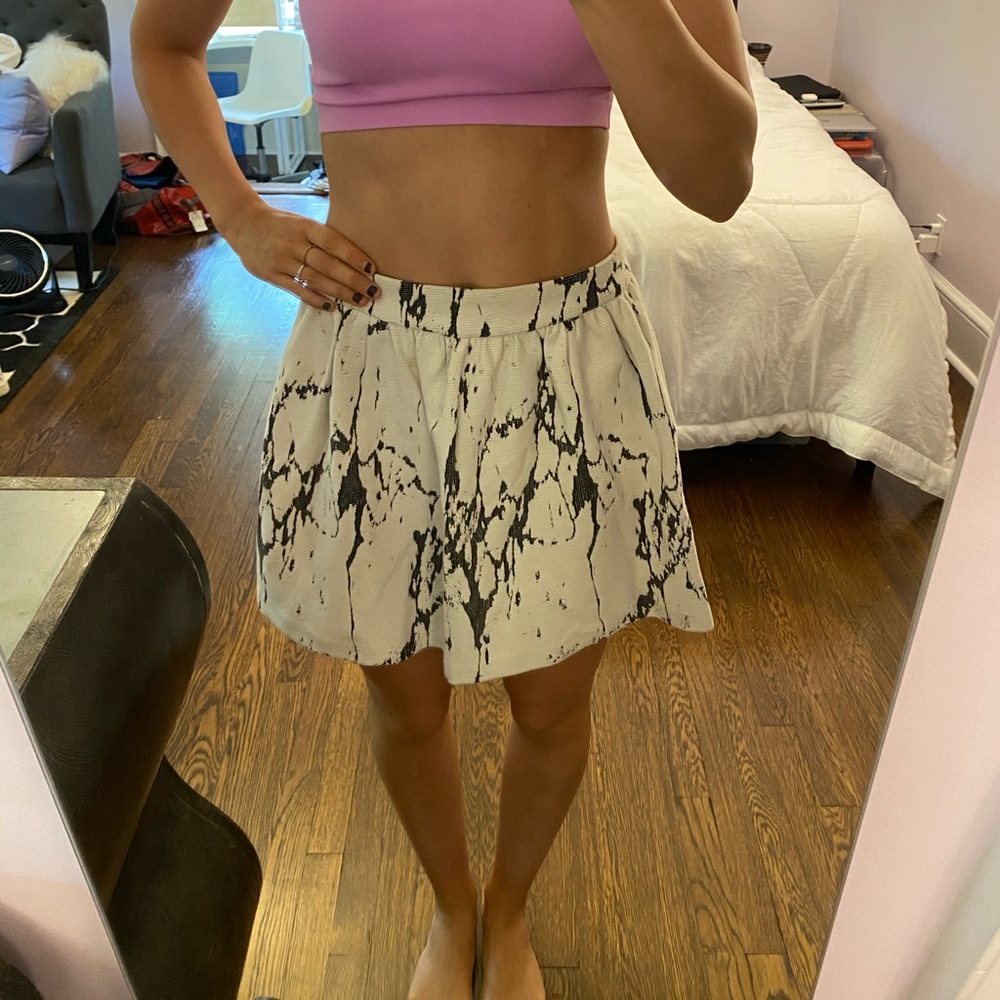 Aqua white and black mini skirt